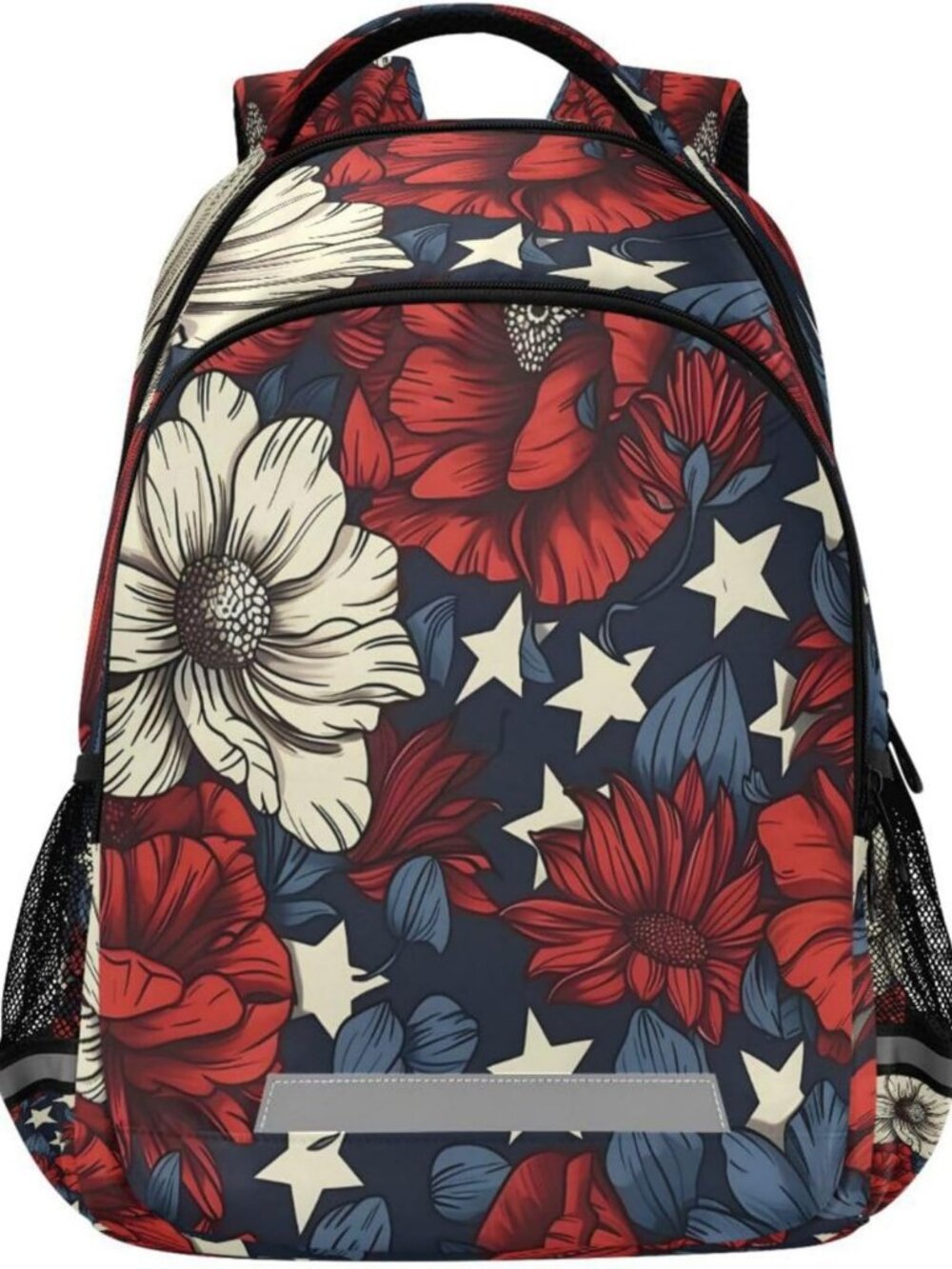 Vintage Floral USA Flag Backpack | Patriotic Travel Daypack for School & Kids